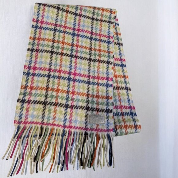 Coach Legacy Plaid Scarf, Wool/Cashmere Blend, Roughly 9.5"x65" - Picture 1 of 5